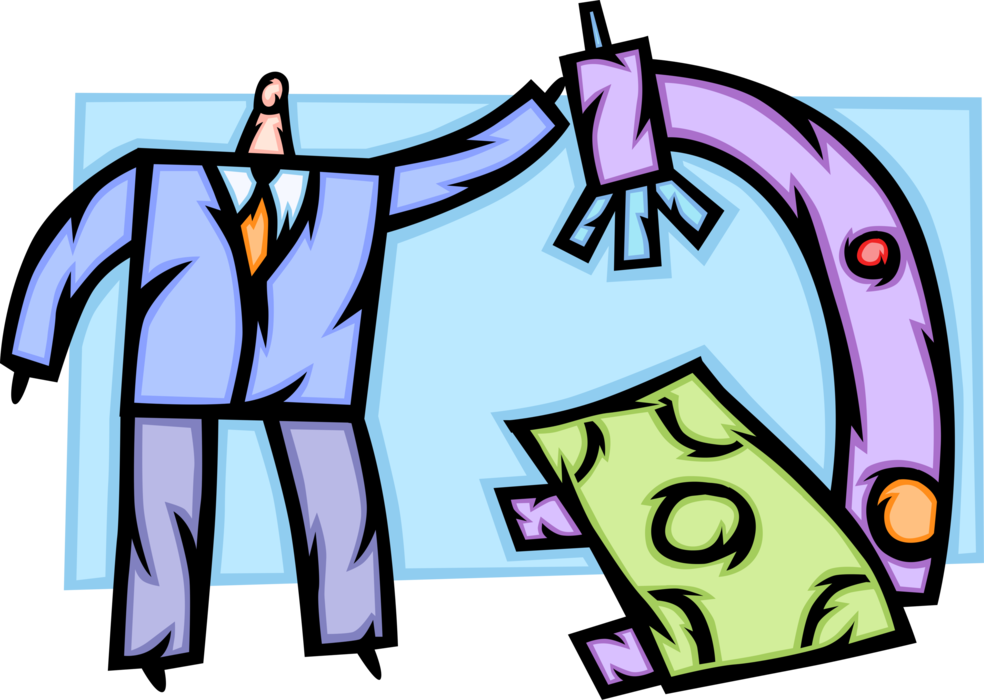 Vector Illustration of Businessman Conducts Financial Audit with Money Under Microscope