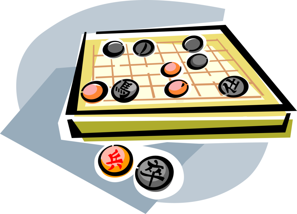 Vector Illustration of Chinese Chess Popular Strategy Board Game 