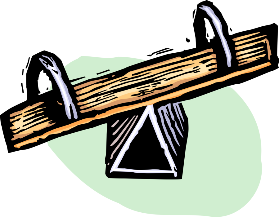 Vector Illustration of Playground Teeter-Totter Seesaw Based on Lever and Fulcrum 