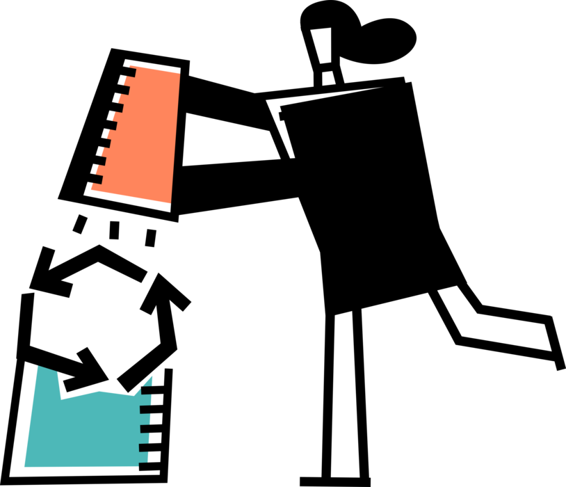 Vector Illustration of Recycling Converts Waste Materials into Reusable Objects