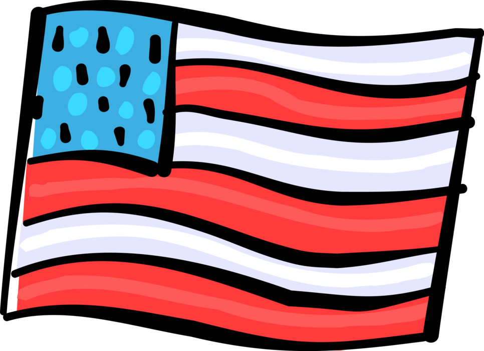 Vector Illustration of United States of America Stars and Stripes American Flag of USA