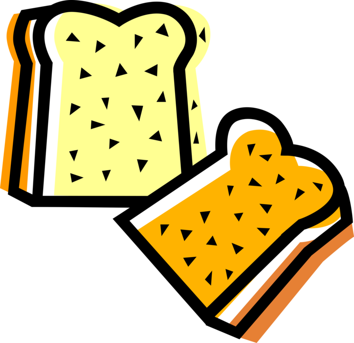 Vector Illustration of Staple Food Baked Bread Slices Prepared from Flour and Water Dough