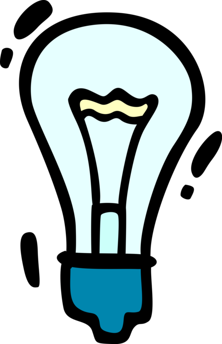 Vector Illustration of Electric Light Bulb Symbol of Invention, Innovation, Inspiration and Good Ideas