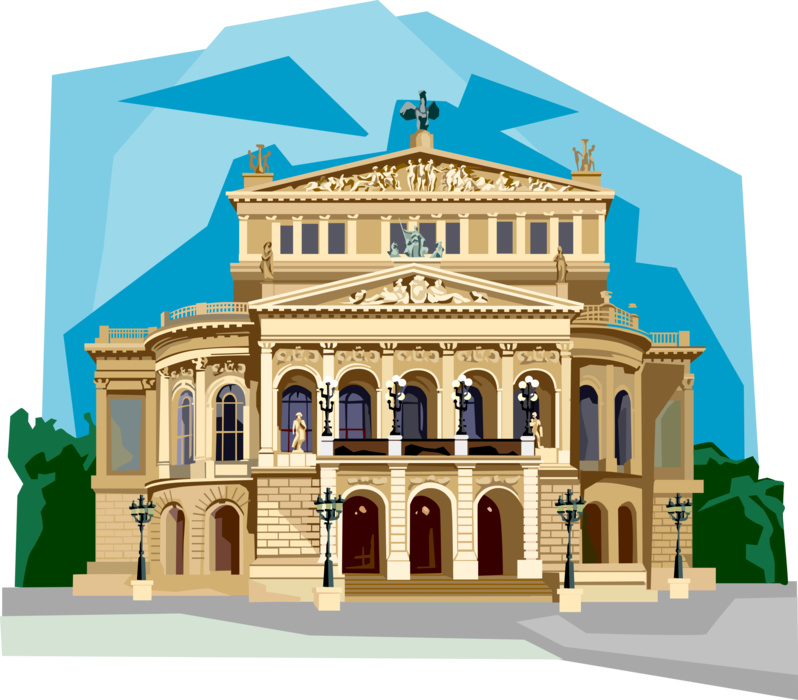 Vector Illustration of Frankfurt Opera House, Germany 