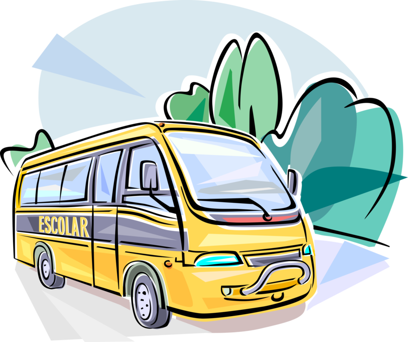 Vector Illustration of Brazilian Schoolbus or School Bus used for Student Transport To and From School