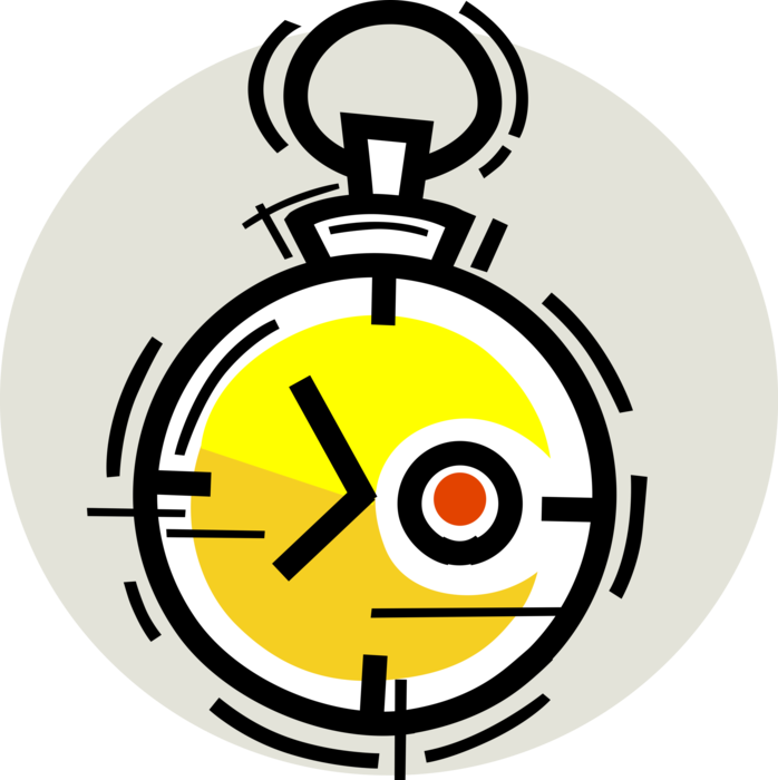 Vector Illustration of Stopwatch Handheld Timepiece Measures Elapsed Time