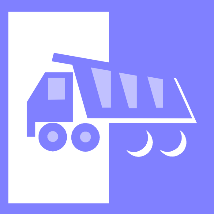 Vector Illustration of Heavy Machinery Construction Equipment Dump Truck Transports Loose Material