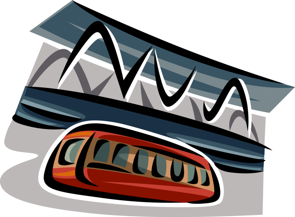 Vector Illustration of Monorail Elevated Public Transportation Rapid Transit Passenger Train