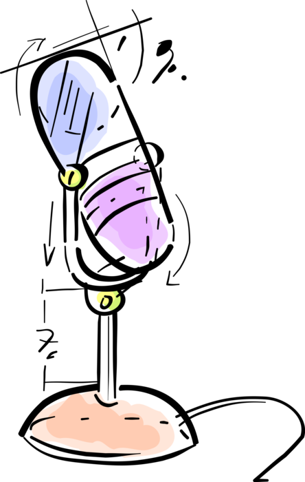 Vector Illustration of Acoustic-to-Electric Transducer Microphone or Mic