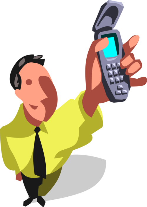 Vector Illustration of Businessman Relies on Mobile Cell Phone for Effective Communications