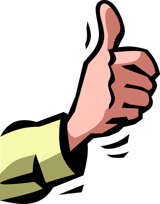Vector Illustration of Hand Gives Thumbs-Up Gesture Metaphor of Satisfaction or Approval