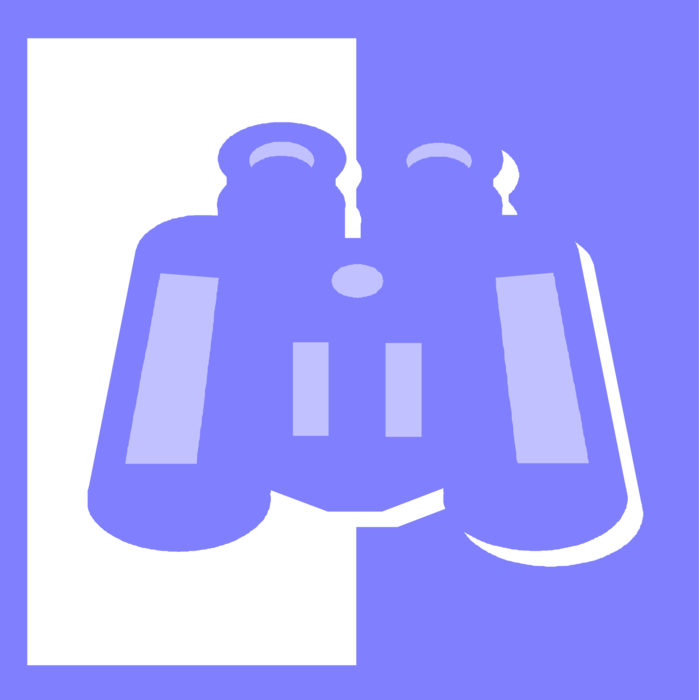 Vector Illustration of Binoculars, Field Glasses or Binocular Telescopes Produce Three-Dimensional Image