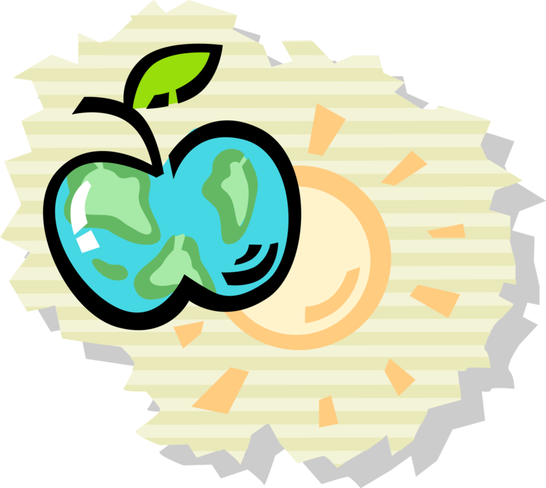 Vector Illustration of Environmental Sustainability Planet Earth Apple Fruit