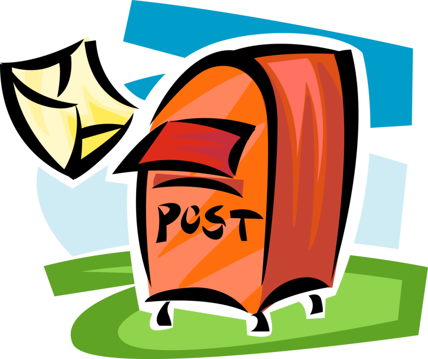 Vector Illustration of Letter Box or Mailbox Receptacle for Incoming Mail with Letter