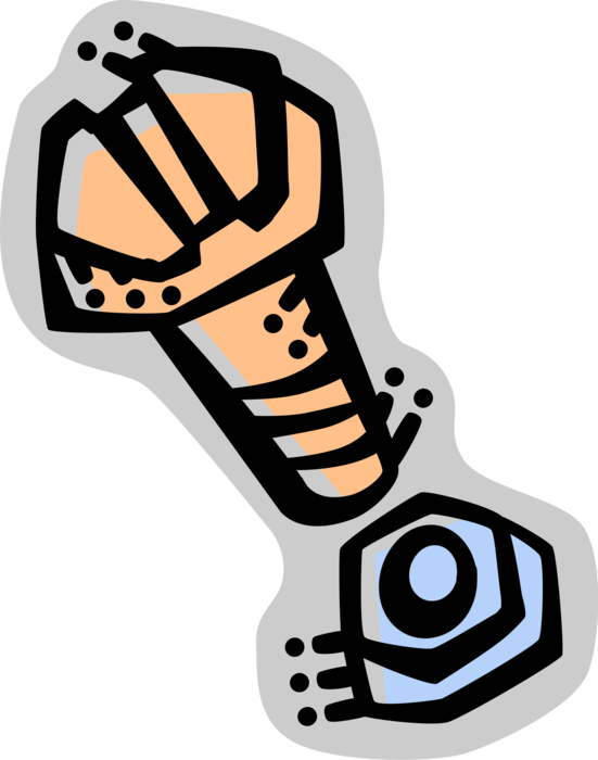 Vector Illustration of Nut and Bolt Threaded Fastener Related to Screws