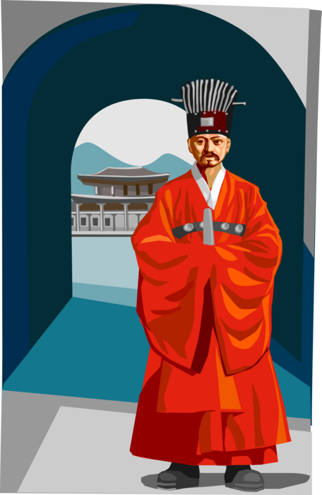 Vector Illustration of Traditional South Korean Clothing Court Suit for King