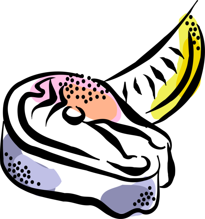 Vector Illustration of Salmon Steak Fish with Citrus Lemon Wedge
