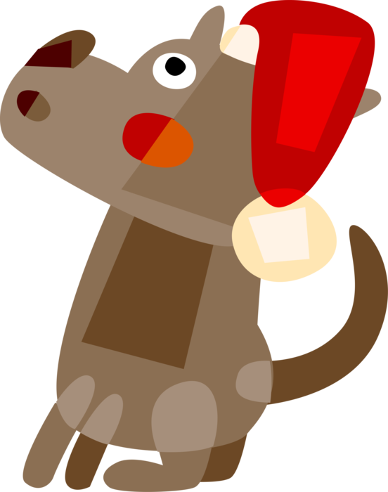 Vector Illustration of Family Pet Dog with Santa's Hat