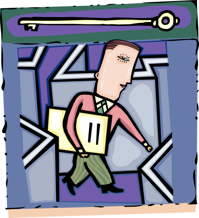 Vector Illustration of Businessman Trapped in Maze Labyrinth with Walls and Passageways