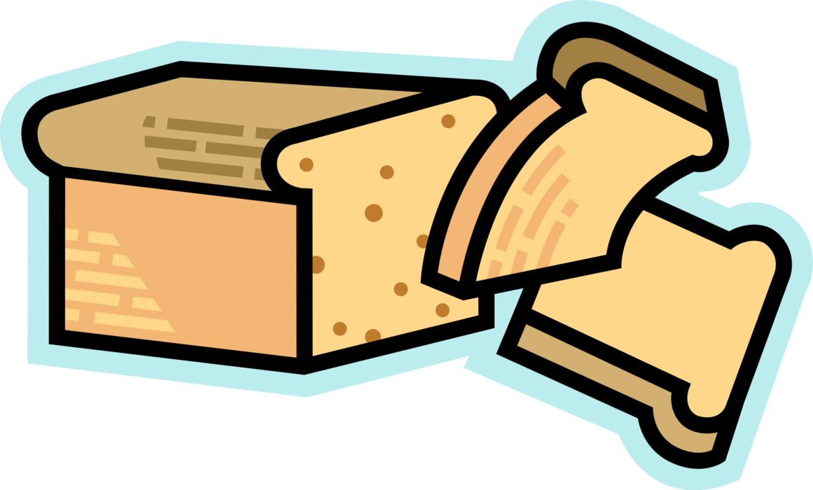 Vector Illustration of Staple Food Baked Loaf of Bread Prepared from Flour and Water Dough