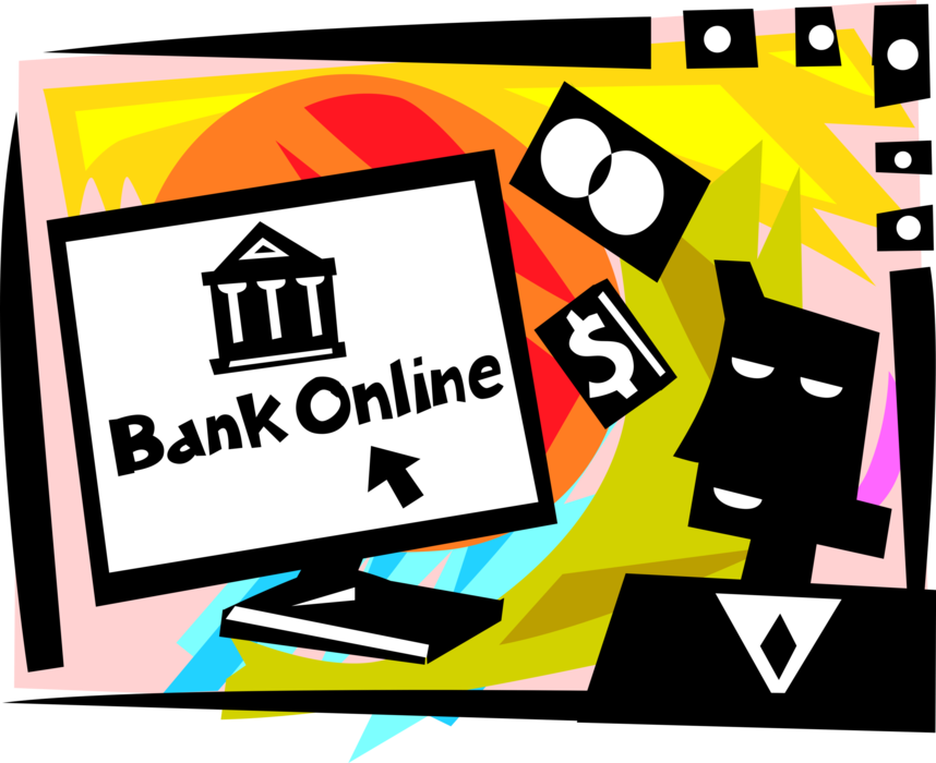 Vector Illustration of Online Banking Services Provide Personal Bank Account Access via Internet Computer
