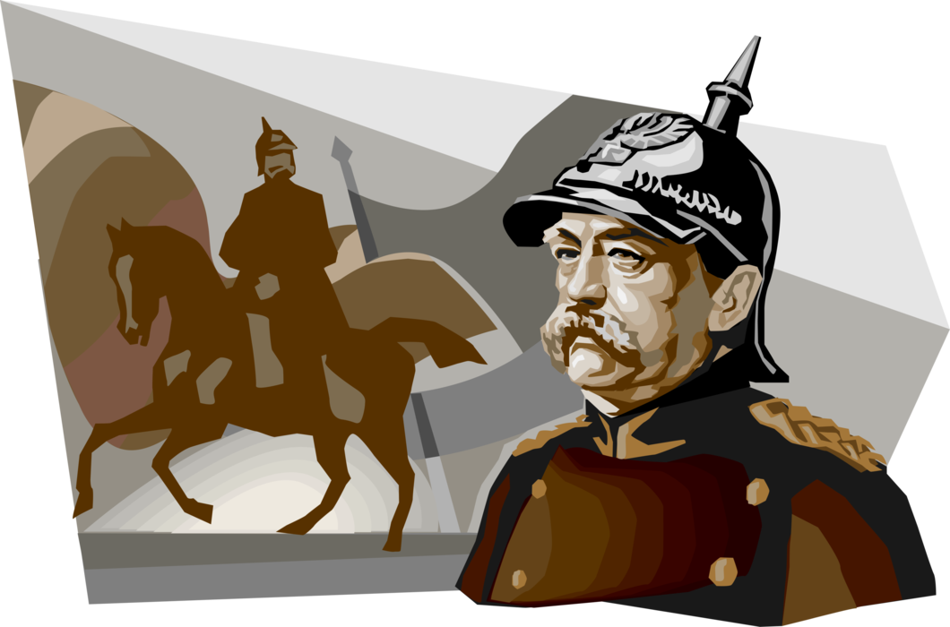 Vector Illustration of Otto Von Bismarck, First Chancellor of Germany Unified States into German Empire