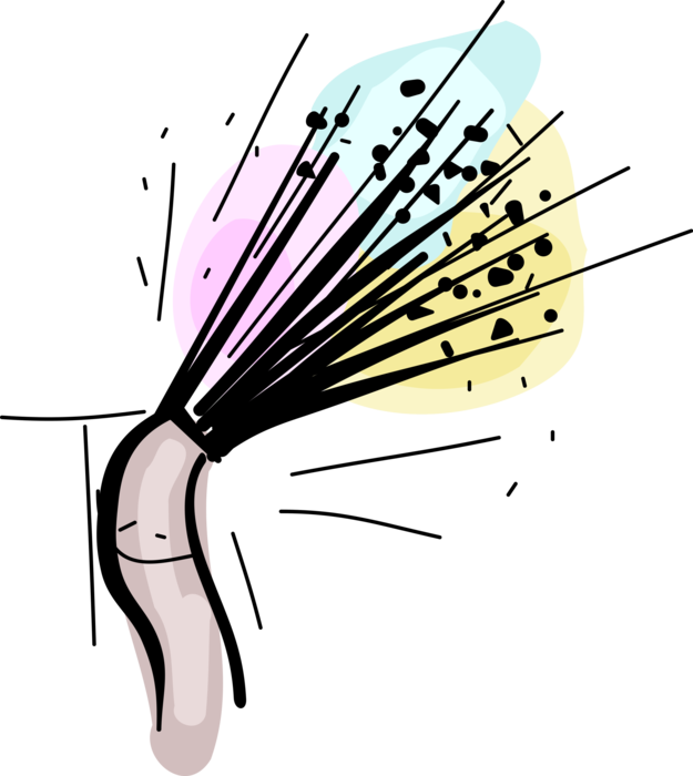 Vector Illustration of Bundle of Optical Fibers Transmit Light Signals in Fiber-Optic Communications