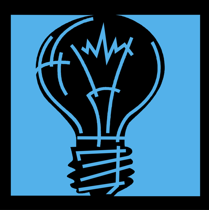 Vector Illustration of Electric Light Bulb Symbol of Invention, Innovation, Inspiration and Good Ideas