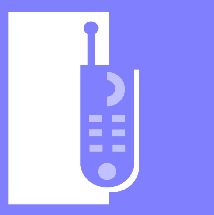 Vector Illustration of Walkie-Talkie Hand-Held Portable Two-Way Radio Transceiver with Push-to-Talk Communications