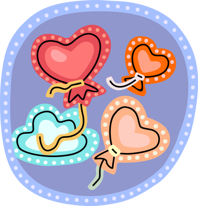 Vector Illustration of Valentine's Day Sentimental Heart-Shaped Party Balloons Spread Love and Romance
