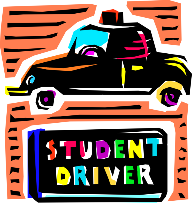 Vector Illustration of Driver's Ed Driving School Teaches Student Drivers with Automobile Motor Vehicle Car 