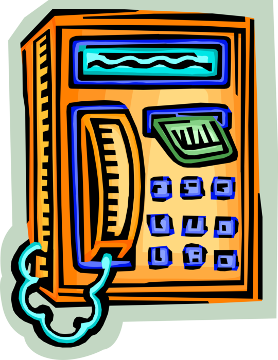 Vector Illustration of Public Pay Phone Telecommunications Device Telephone