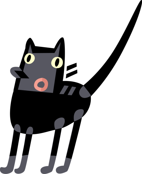 Vector Illustration of Halloween Black Cat Associated with Witchcraft, Ill Omens, and Death