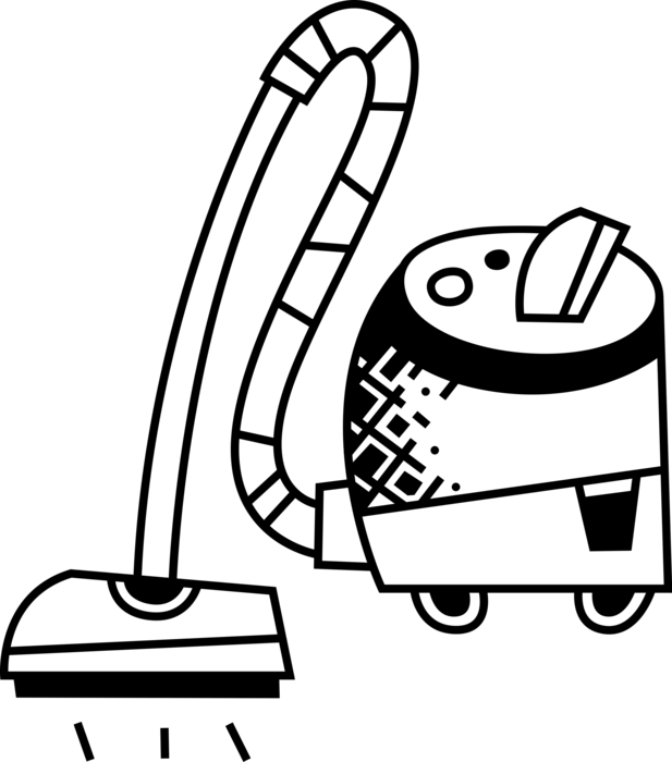 Vector Illustration of Vacuum Cleaner Uses Centrifugal Fan to Suck Up Dust and Dirt