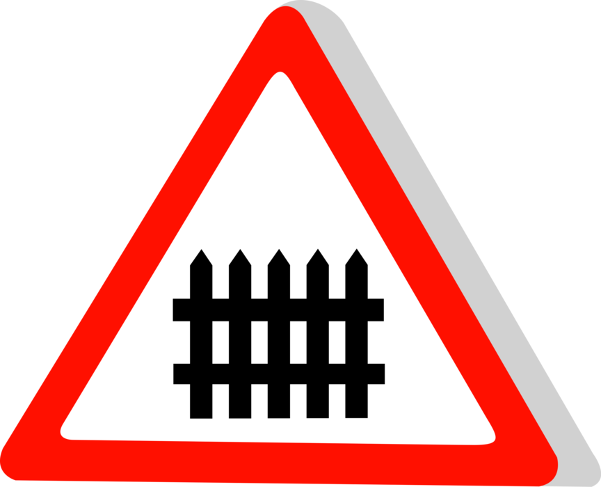 Vector Illustration of European Union EU Traffic Highway Road Sign, Level Crossing with Barrier