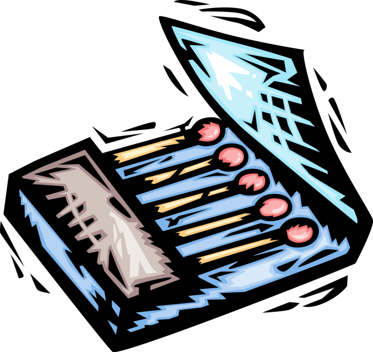 Vector Illustration of Book of Sulphur Matches Match Tool for Starting Fire