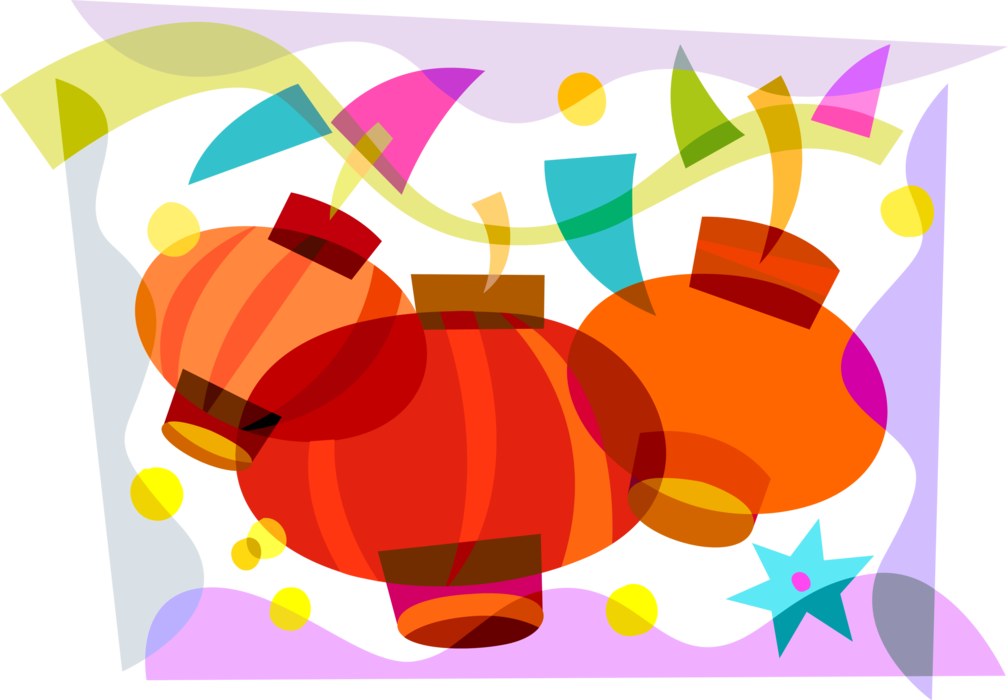 Vector Illustration of Chinese Asian Paper Lanterns Light used in Traditional Festival Celebrations