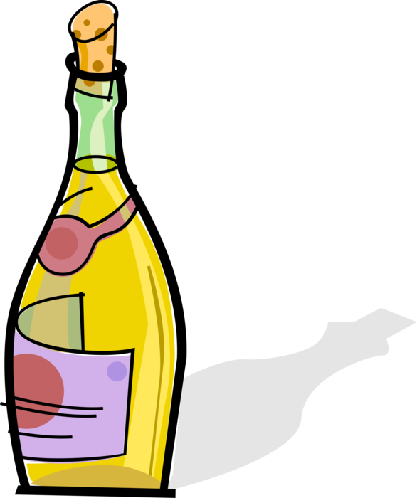 Vector Illustration of Bottle of Wine Alcohol Beverage