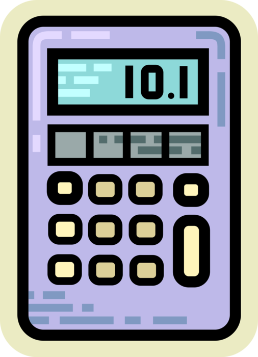 Vector Illustration of Calculator Portable Electronic Device Performs Basic Operations of Mathematics