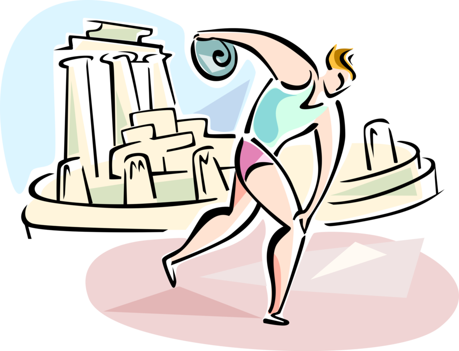 Vector Illustration of Olympic Track and Field Athlete Discus Thrower in Track Meet Competition