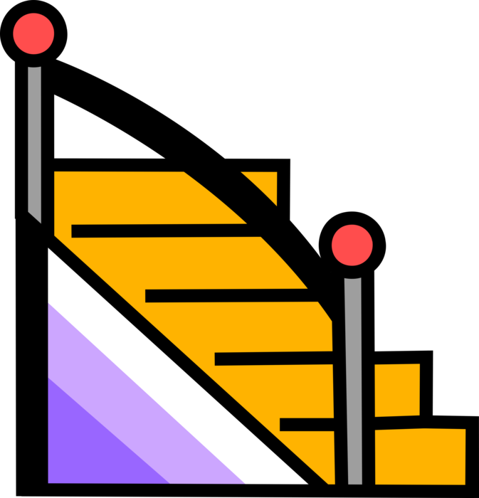 Vector Illustration of House Interior Staircase Stairs and Railing