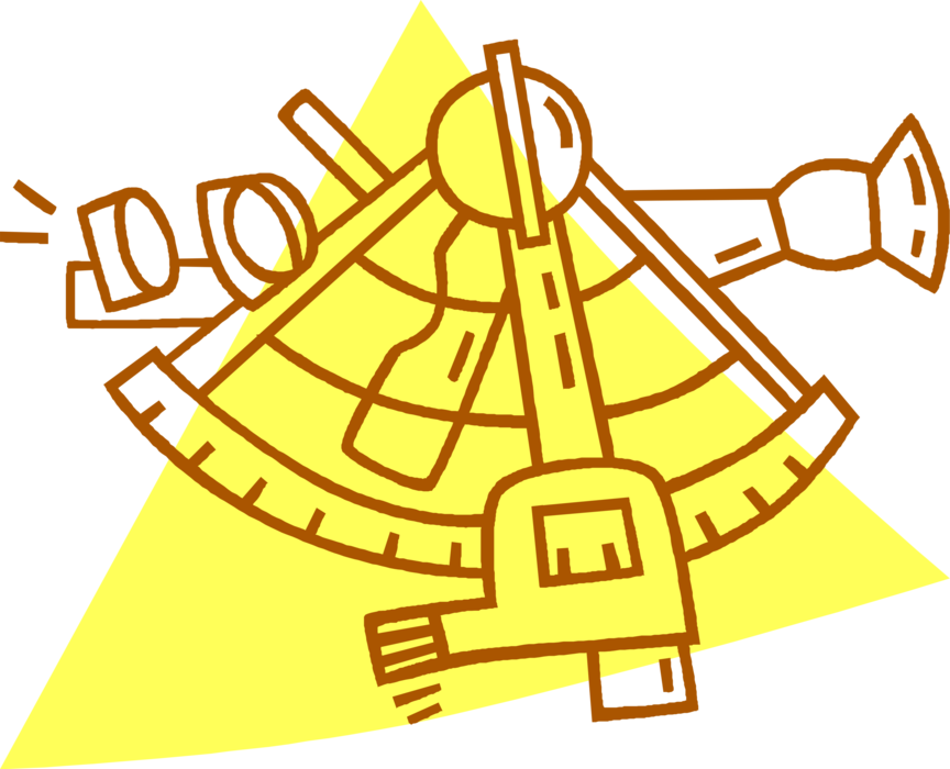 Vector Illustration of Sextant Navigation Instrument Measures Angle Between Two Visible Objects