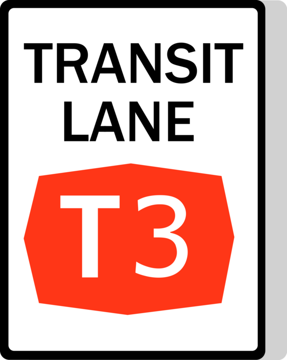 Vector Illustration of Australian Road Sign, Transit Lane