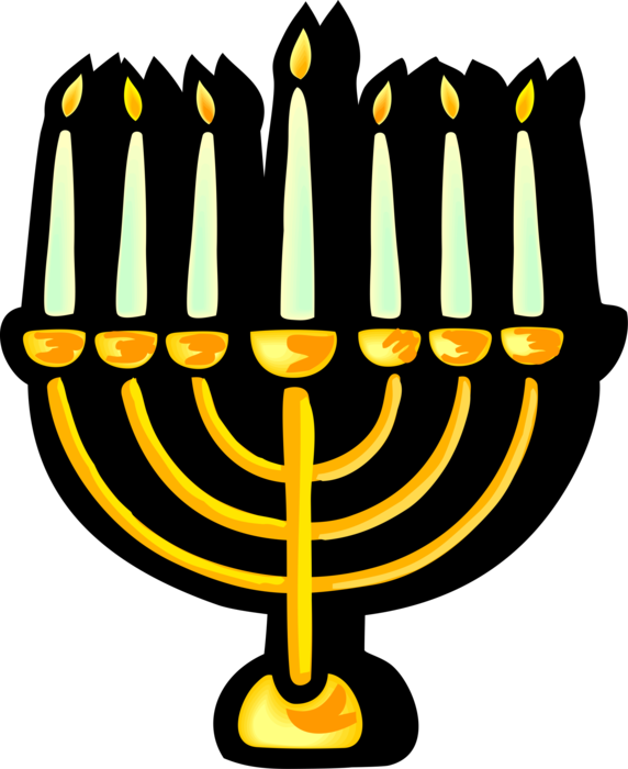 Vector Illustration of Jewish Chanukah Hanukkah Menorah Lampstand Candles Candelabrum 