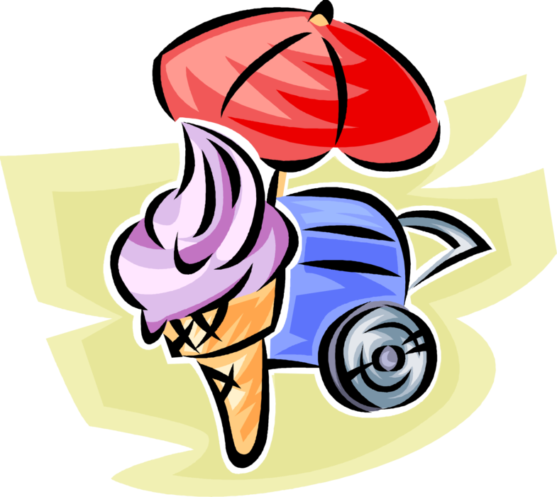Vector Illustration of Gelato Ice Cream Cone Frozen Treat from Street Vendor