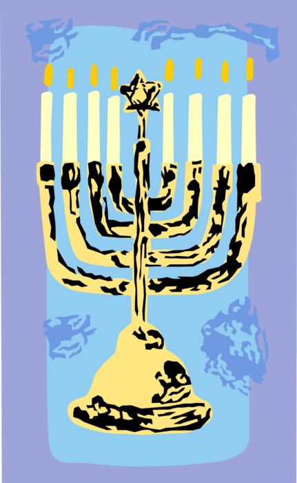 Vector Illustration of Jewish Chanukah Hanukkah Menorah Lampstand Candles Candelabrum 