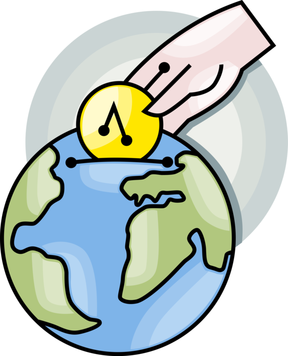 Vector Illustration of Hand Invests Cash Money Dollars in Saving Planet Earth