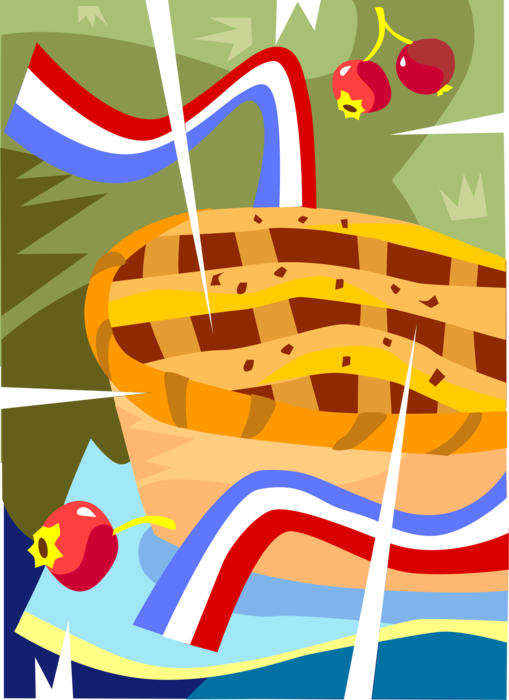 Vector Illustration of Homemade Baked American Sweet Cherry Pie