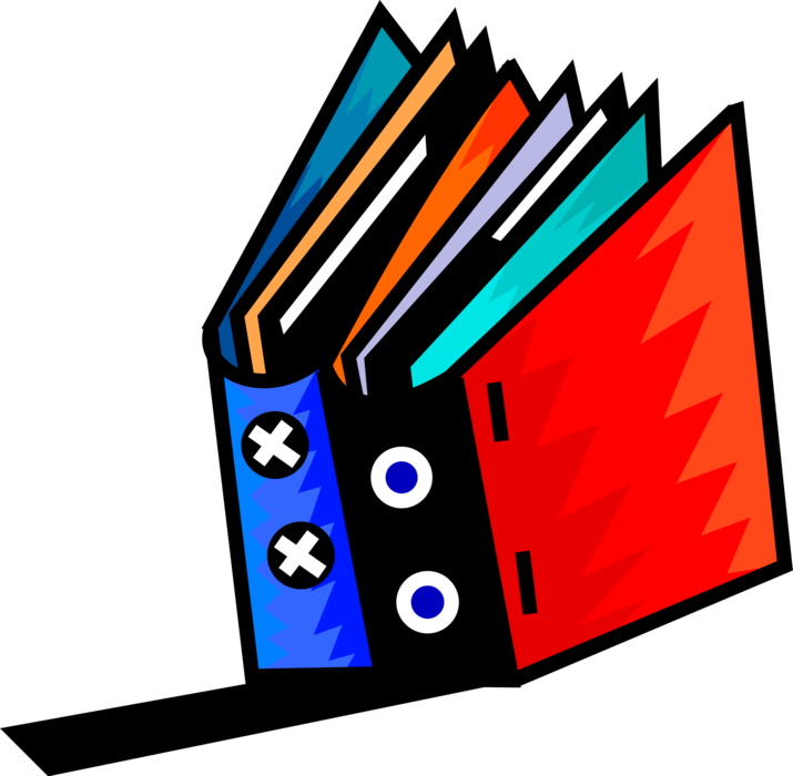 Vector Illustration of Office Books and Financial Record Keeping Binders