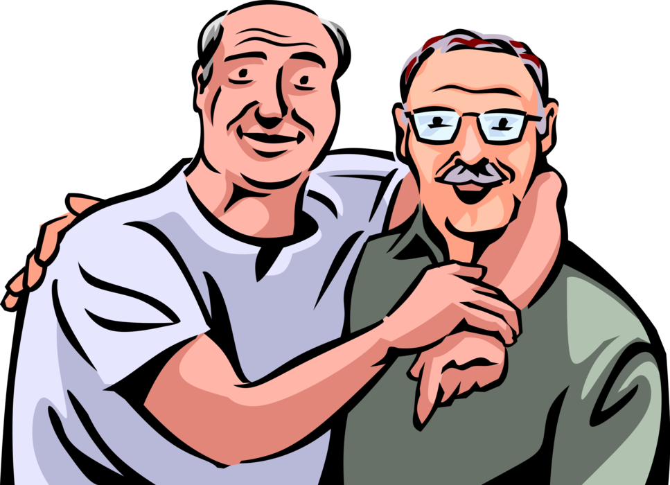 Vector Illustration of Retired Elderly Senior Citizen Friends are Best Buddies After All These Years